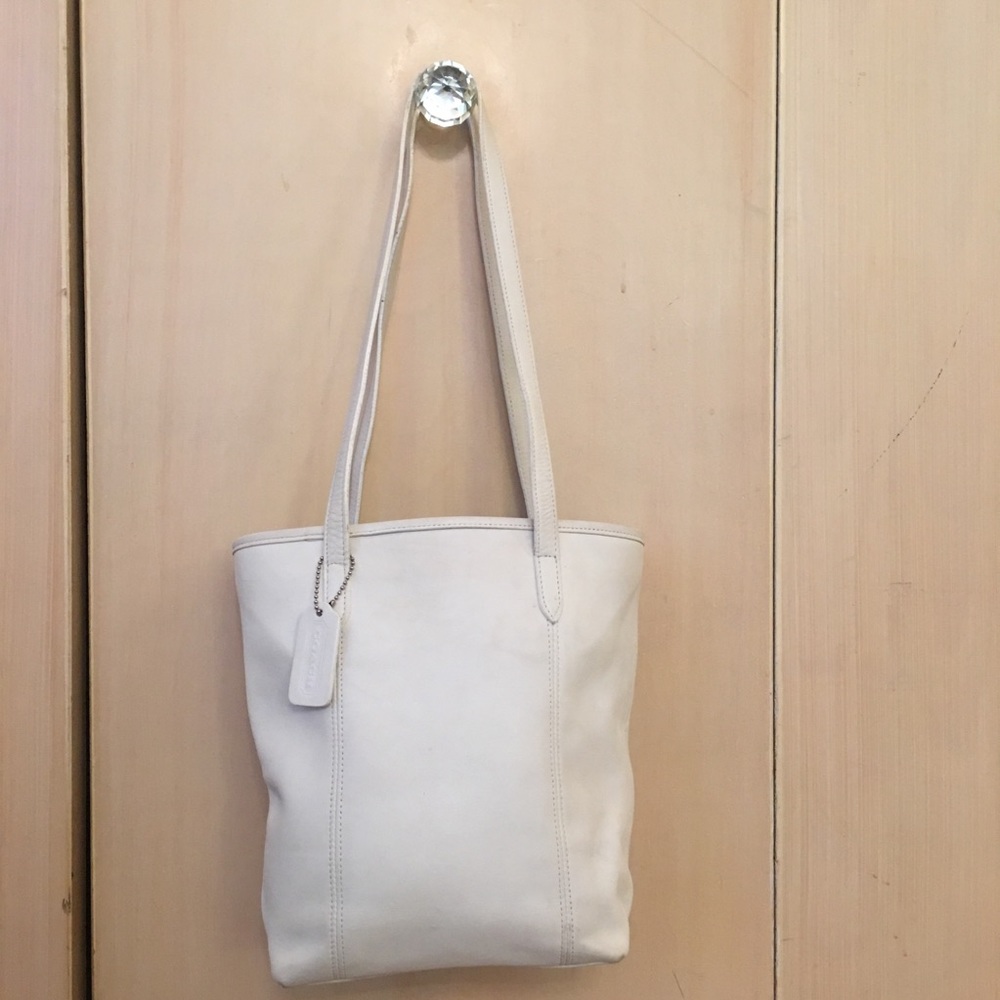 Vintage Coach white leather handbag